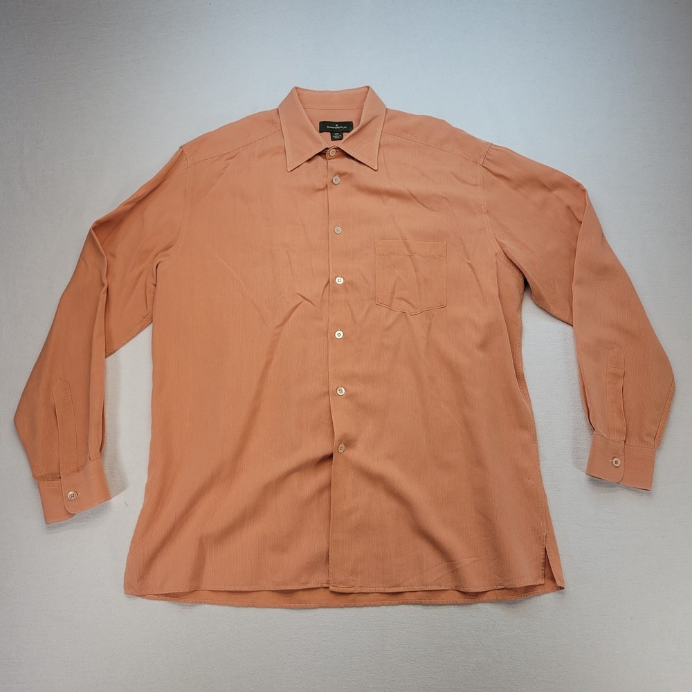 Ermenegildo Zegna Dress Shirt Mens XXL Orange Long Sleeve Italian‎ Button Up
